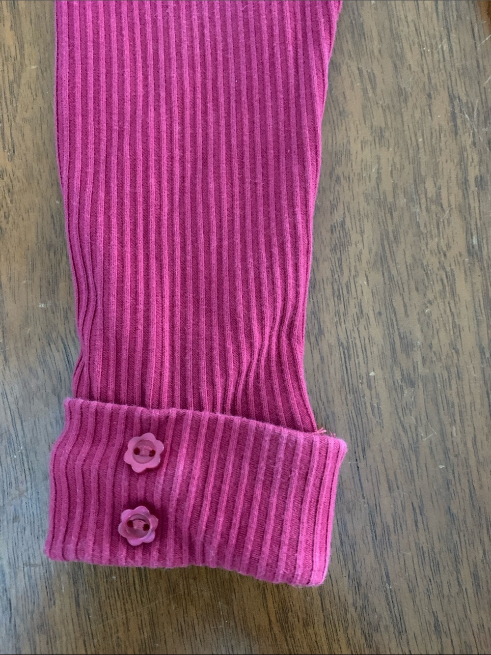 🍊5/$25 Girls' Ribbed Raspberry Pink Leggings with Button-Cuff Detail - Picture 3 of 5